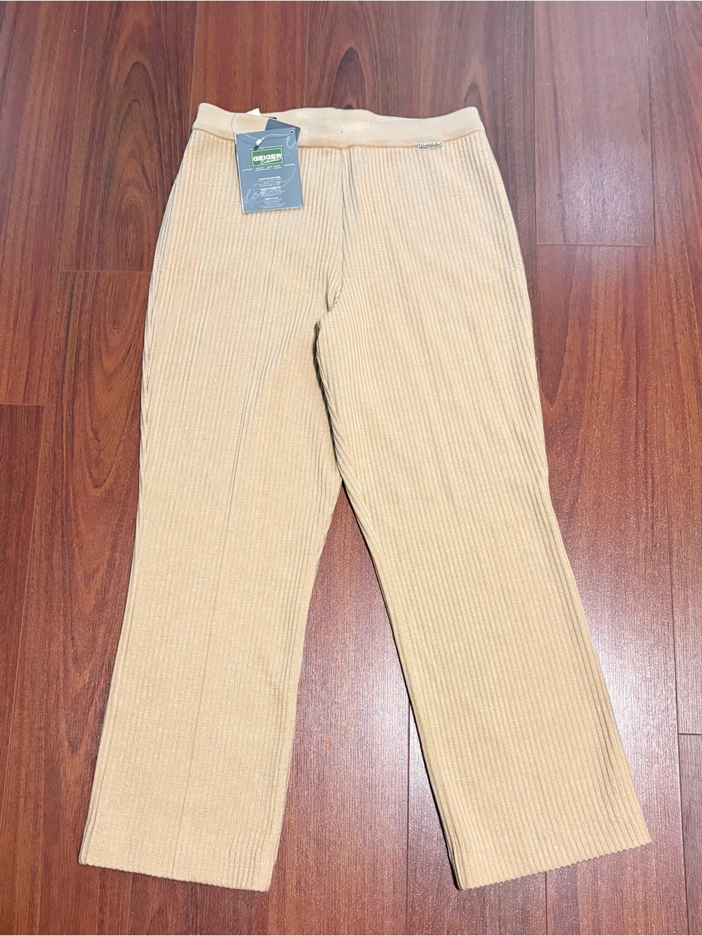 Geiger Collections 100% Pure New Wool Camel Color Ribbed Pants Austria NWT
